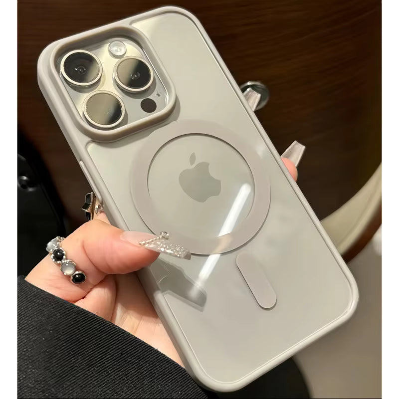 Iphone 16/pro/pro max Compatible Transparent Magnetic Acrylic Soft Edge Hard Case