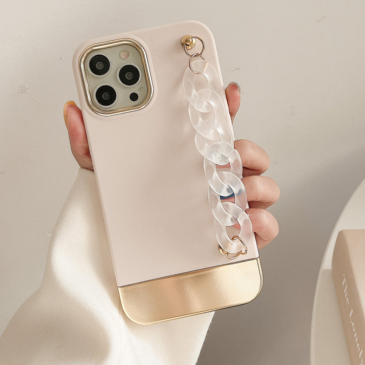 Latest 3 in 1 Electroplate Phone Case Creative Shockproof Women Phone case With Chain Strap