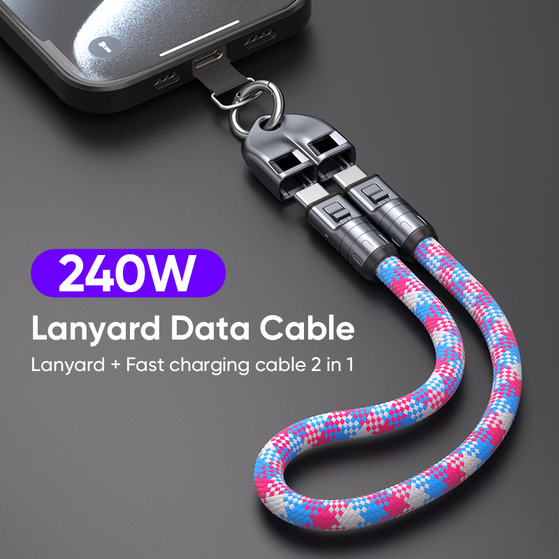 PD 240W Fast Charging Mobile Phone Lanyard Custom Crossbody Mobile Phone Strap Rope Detachable Patch Anti-Lost
