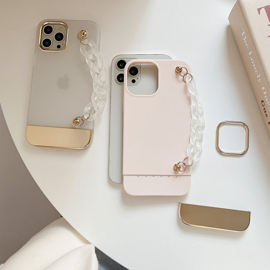 Latest 3 in 1 Electroplate Phone Case Creative Shockproof Women Phone case With Chain Strap