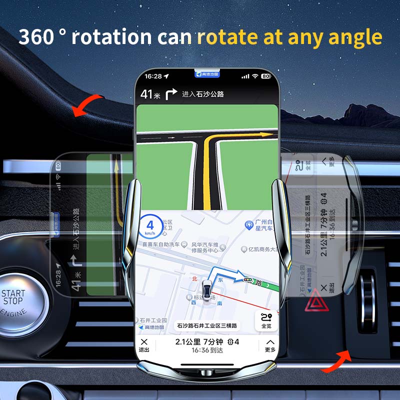 Wireless Charging Car Mobile Phone Holder Bracket Rotatable Support Accessories