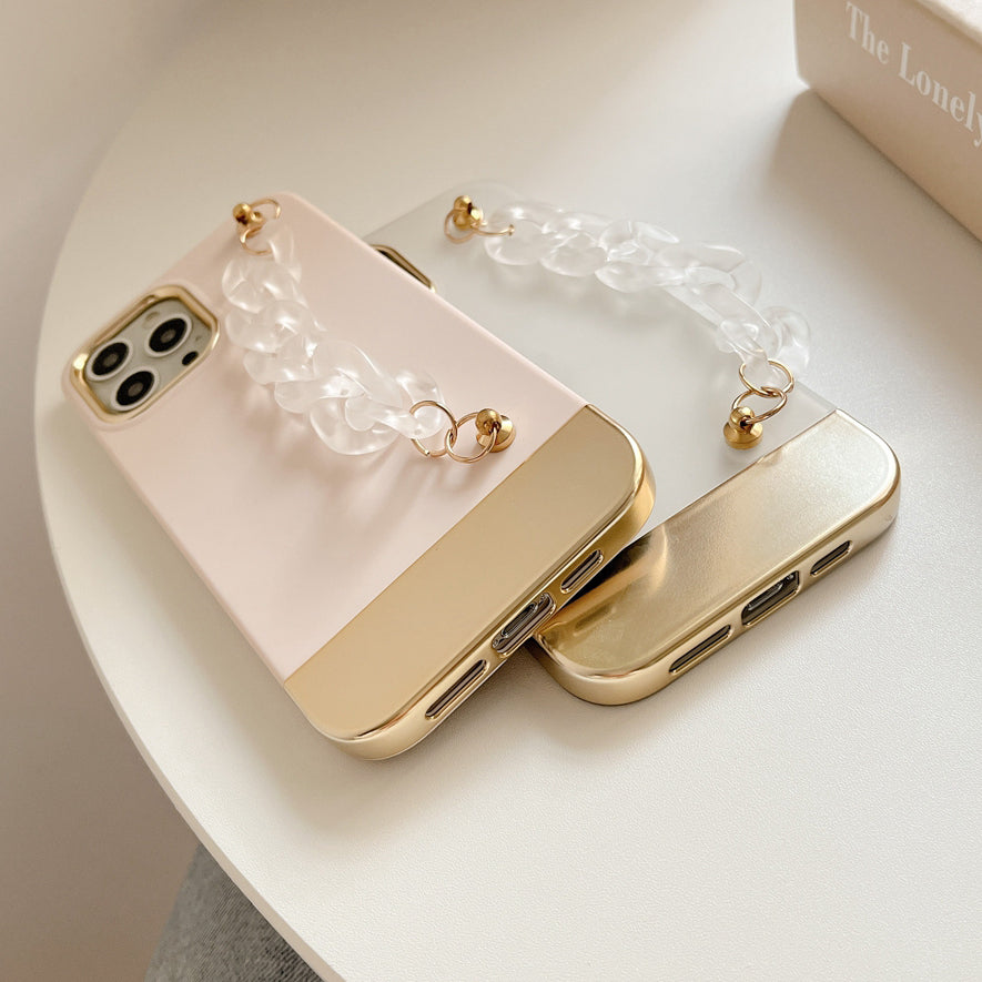 Latest 3 in 1 Electroplate Phone Case Creative Shockproof Women Phone case With Chain Strap
