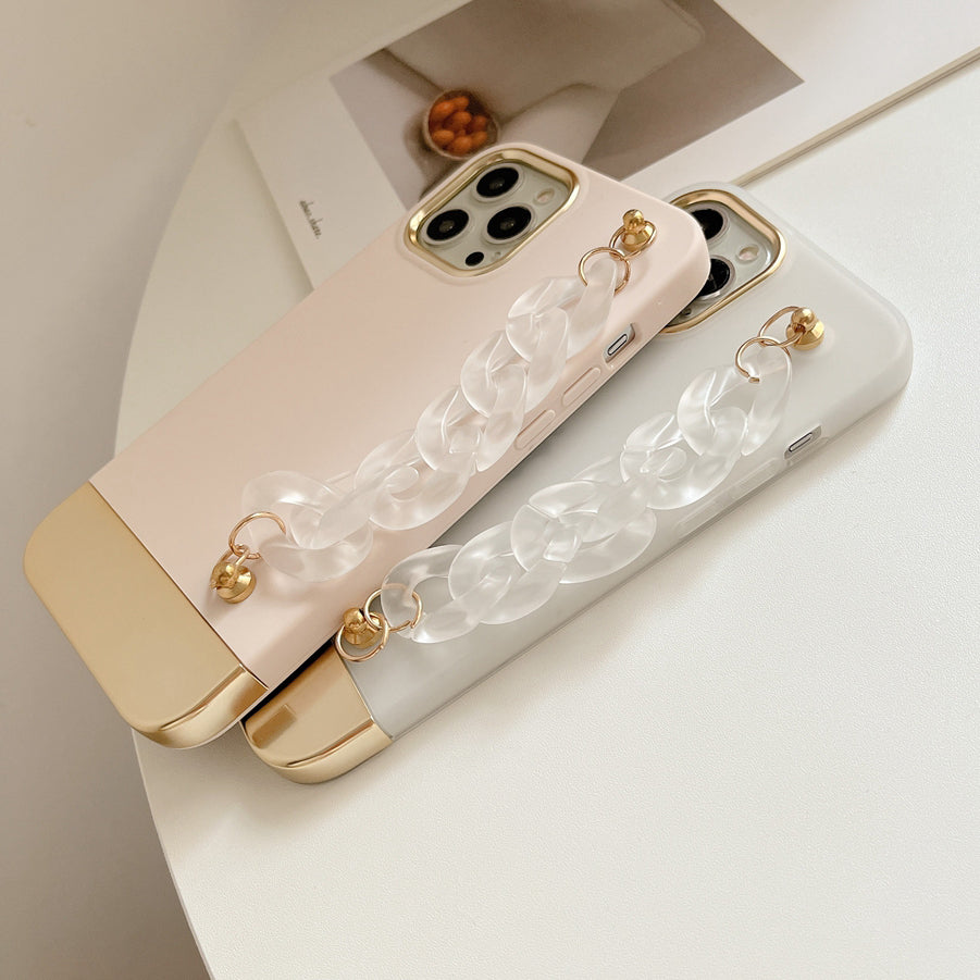 Latest 3 in 1 Electroplate Phone Case Creative Shockproof Women Phone case With Chain Strap