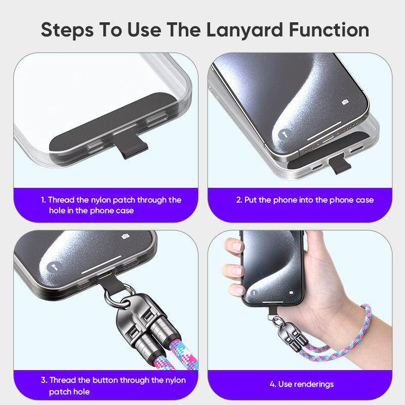 PD 240W Fast Charging Mobile Phone Lanyard Custom Crossbody Mobile Phone Strap Rope Detachable Patch Anti-Lost