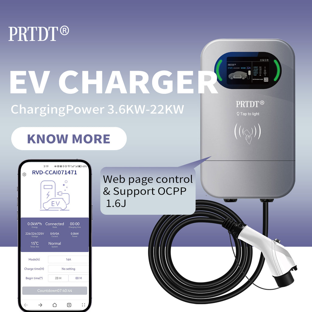 New 7kW 11kW 22kW Residential AC EV Charger with OCPP 1.6 J Vehicle Charging Wallbox Type2 Three Phases for Residential Charging