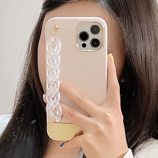 Latest 3 in 1 Electroplate Phone Case Creative Shockproof Women Phone case With Chain Strap